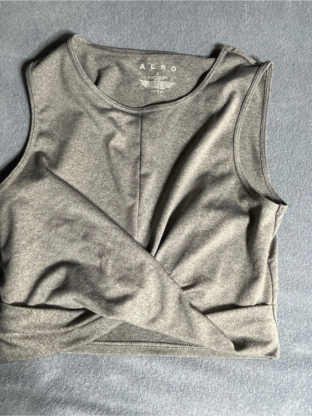 AERO Twist-Front Grey Sleeveless Crop Tank